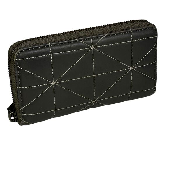 Coach Zip Around Wallet Gray Quilted Leather 6 Card Compartment Full Bill - Picture 4 of 7